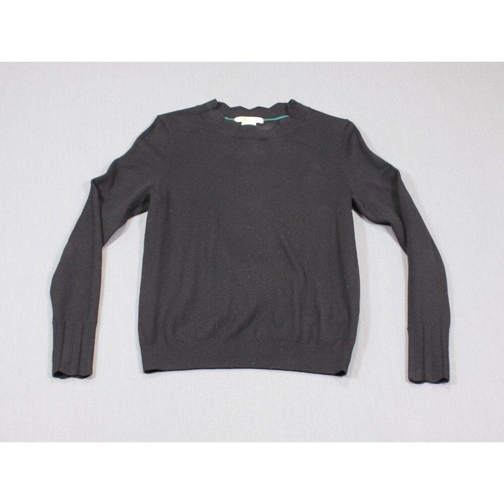 Boden Scalloped Mock Neck Sweater Wool Blend Preppy Wardrobe Staple Black Sz 6